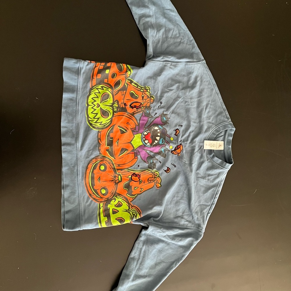 Disney Stitch Halloween Sweatshirt - Blue with Orange and Green
